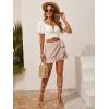 imageMakeMeChic Womens Boho Floral Print Elastic Waist Ruffle Wrap Tie Skorts Skirt SkortsMulti a