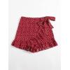 imageMakeMeChic Womens Boho Floral Print Elastic Waist Ruffle Wrap Tie Skorts Skirt SkortsRed
