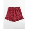 imageMakeMeChic Womens Boho Floral Print Elastic Waist Ruffle Wrap Tie Skorts Skirt SkortsRed