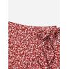 imageMakeMeChic Womens Boho Floral Print Elastic Waist Ruffle Wrap Tie Skorts Skirt SkortsRed and White