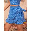 imageMakeMeChic Womens Boho Floral Print Elastic Waist Ruffle Wrap Tie Skorts Skirt SkortsRoyal Blue