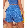 imageMakeMeChic Womens Boho Floral Print Elastic Waist Ruffle Wrap Tie Skorts Skirt SkortsRoyal Blue