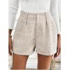 imageMakeMeChic Womens Elegant Plaid Shorts High Waisted Zipper Wide Leg Mini Dressy Work Office Casual ShortsApricot
