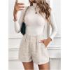 imageMakeMeChic Womens Elegant Plaid Shorts High Waisted Zipper Wide Leg Mini Dressy Work Office Casual ShortsApricot