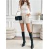 imageMakeMeChic Womens Elegant Plaid Shorts High Waisted Zipper Wide Leg Mini Dressy Work Office Casual ShortsApricot