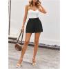 imageMakeMeChic Womens Elegant Plaid Shorts High Waisted Zipper Wide Leg Mini Dressy Work Office Casual ShortsBlack