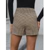 imageMakeMeChic Womens Elegant Plaid Shorts High Waisted Zipper Wide Leg Mini Dressy Work Office Casual ShortsBrown
