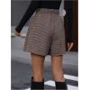 imageMakeMeChic Womens Elegant Plaid Shorts High Waisted Zipper Wide Leg Mini Dressy Work Office Casual ShortsBrown a