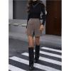 imageMakeMeChic Womens Elegant Plaid Shorts High Waisted Zipper Wide Leg Mini Dressy Work Office Casual ShortsBrown a