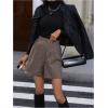 imageMakeMeChic Womens Elegant Plaid Shorts High Waisted Zipper Wide Leg Mini Dressy Work Office Casual ShortsBrown a