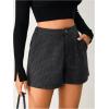 imageMakeMeChic Womens Elegant Plaid Shorts High Waisted Zipper Wide Leg Mini Dressy Work Office Casual ShortsDark Grey