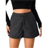 imageMakeMeChic Womens Elegant Plaid Shorts High Waisted Zipper Wide Leg Mini Dressy Work Office Casual ShortsDark Grey