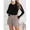 imageMakeMeChic Womens Elegant Plaid Shorts High Waisted Zipper Wide Leg Mini Dressy Work Office Casual ShortsKhaki