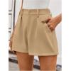 imageMakeMeChic Womens Elegant Plaid Shorts High Waisted Zipper Wide Leg Mini Dressy Work Office Casual ShortsKhaki B