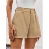 imageMakeMeChic Womens Elegant Plaid Shorts High Waisted Zipper Wide Leg Mini Dressy Work Office Casual ShortsKhaki B