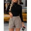 imageMakeMeChic Womens Elegant Plaid Shorts High Waisted Zipper Wide Leg Mini Dressy Work Office Casual ShortsMulticolor a