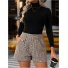 imageMakeMeChic Womens Elegant Plaid Shorts High Waisted Zipper Wide Leg Mini Dressy Work Office Casual ShortsMulticolor a