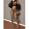 imageMakeMeChic Womens Leopard Leggings Sheer Mesh Cheetah Print Yoga PantsBrown
