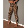 imageMakeMeChic Womens Leopard Leggings Sheer Mesh Cheetah Print Yoga PantsPlus Brown