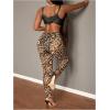 imageMakeMeChic Womens Leopard Leggings Sheer Mesh Cheetah Print Yoga PantsPlus Brown