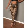 imageMakeMeChic Womens Leopard Leggings Sheer Mesh Cheetah Print Yoga PantsPlus Brown