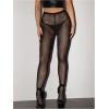 imageMakeMeChic Womens Leopard Print Tights Mesh High Waist Skinny Pants Y2K LeggingsBlack