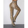 imageMakeMeChic Womens Leopard Print Tights Mesh High Waist Skinny Pants Y2K LeggingsBrown Tiger Print