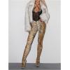 imageMakeMeChic Womens Leopard Print Tights Mesh High Waist Skinny Pants Y2K LeggingsBrown Tiger Print