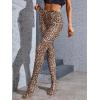 imageMakeMeChic Womens Leopard Print Tights Mesh High Waist Skinny Pants Y2K LeggingsKhaki