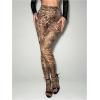 imageMakeMeChic Womens Leopard Print Tights Mesh High Waist Skinny Pants Y2K LeggingsKhaki Leopard