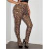 imageMakeMeChic Womens Leopard Print Tights Mesh High Waist Skinny Pants Y2K LeggingsMulticolor