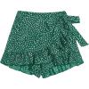 imageMakeMeChic Womens Boho Floral Print Elastic Waist Ruffle Wrap Tie Skorts Skirt SkortsMulti Dark Green