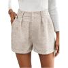 imageMakeMeChic Womens Elegant Plaid Shorts High Waisted Zipper Wide Leg Mini Dressy Work Office Casual ShortsApricot