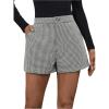 imageMakeMeChic Womens Elegant Plaid Shorts High Waisted Zipper Wide Leg Mini Dressy Work Office Casual ShortsBlack and White