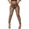 imageMakeMeChic Womens Leopard Leggings Sheer Mesh Cheetah Print Yoga PantsBrown