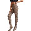 imageMakeMeChic Womens Leopard Print Tights Mesh High Waist Skinny Pants Y2K LeggingsKhaki