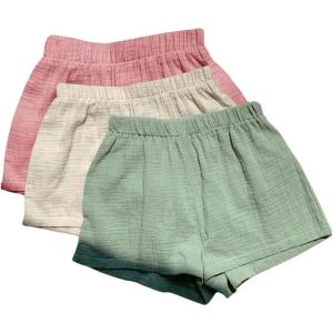 imageMakeMeChic Womens 3 Pack Linen Shorts Summer Comfy Sleep Pajama Boxer ShortsBmulticolor