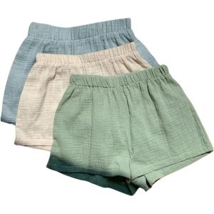 imageMakeMeChic Womens 3 Pack Linen Shorts Summer Comfy Sleep Pajama Boxer ShortsEmulticolor