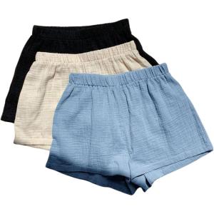 imageMakeMeChic Womens 3 Pack Linen Shorts Summer Comfy Sleep Pajama Boxer ShortsFmulticolor