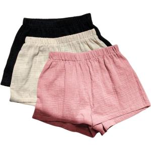 imageMakeMeChic Womens 3 Pack Linen Shorts Summer Comfy Sleep Pajama Boxer ShortsGmulticolor