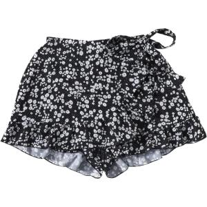 imageMakeMeChic Womens Boho Floral Print Elastic Waist Ruffle Wrap Tie Skorts Skirt SkortsBlack a