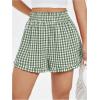 imageMakeMeChic Womens Elastic Waisted Plaid Shorts Lounge Pajama ShortsGingham Green