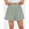 imageMakeMeChic Womens Elastic Waisted Plaid Shorts Lounge Pajama ShortsGingham Green