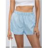 imageMakeMeChic Womens Elastic Waisted Plaid Shorts Lounge Pajama ShortsStriped Blue