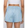 imageMakeMeChic Womens Elastic Waisted Plaid Shorts Lounge Pajama ShortsStriped Blue