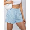 imageMakeMeChic Womens Elastic Waisted Plaid Shorts Lounge Pajama ShortsStriped Blue