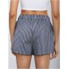 imageMakeMeChic Womens Elastic Waisted Plaid Shorts Lounge Pajama ShortsStriped Dark Blue