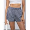 imageMakeMeChic Womens Elastic Waisted Plaid Shorts Lounge Pajama ShortsStriped Dark Blue