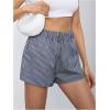 imageMakeMeChic Womens Elastic Waisted Plaid Shorts Lounge Pajama ShortsStriped Dark Blue