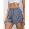imageMakeMeChic Womens Elastic Waisted Plaid Shorts Lounge Pajama ShortsStriped Dark Blue